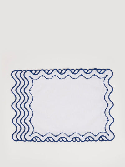 Maison Margaux Marni blue embroidered placemats, set of 4 at Collagerie