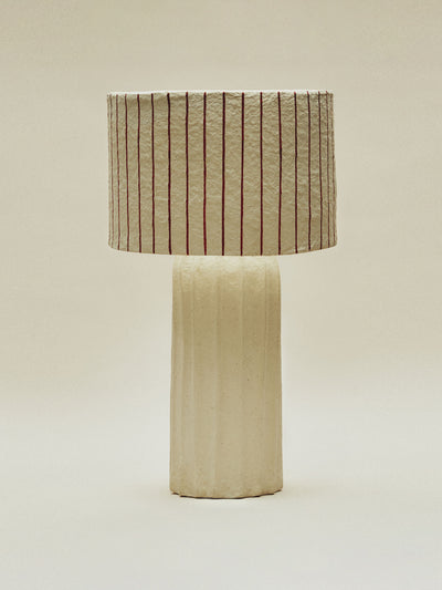 Zara Home x Collagerie Papier-mâché table lamp with striped shade at Collagerie