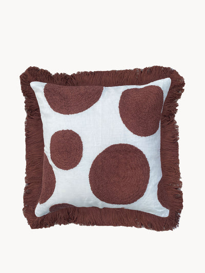 Amuse La Bouche Cinnamon tufted linen cushion cover at Collagerie