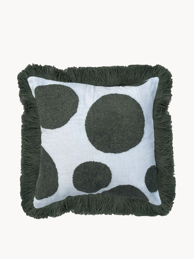 Amuse La Bouche Olive tufted linen cushion cover at Collagerie