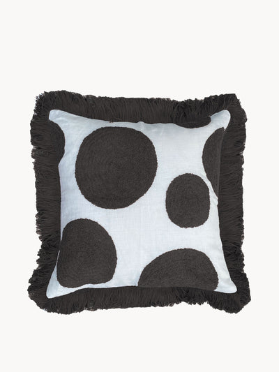 Amuse La Bouche Black tufted linen cushion cover at Collagerie