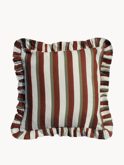 Amuse La Bouche Cinnamon and olive large stripe cushion cover at Collagerie