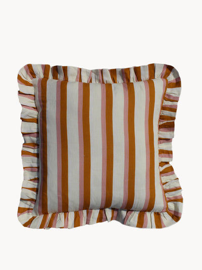 Amuse La Bouche Ochre and blush large stripe cushion cover at Collagerie