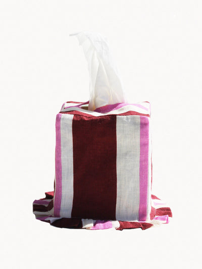 Amuse La Bouche Burgundy and cerise square tissue box cover at Collagerie