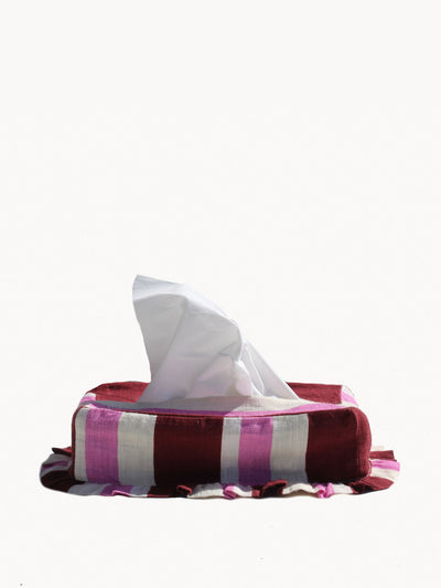 Amuse La Bouche Burgundy and cerise rectangle tissue box cover at Collagerie