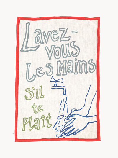 Amuse La Bouche Wash your hands tea towel at Collagerie