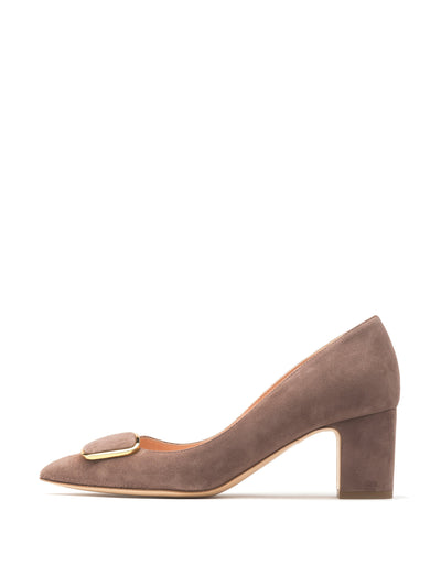 Rupert Sanderson Gufo suede Clava Pebble heeled pumps at Collagerie
