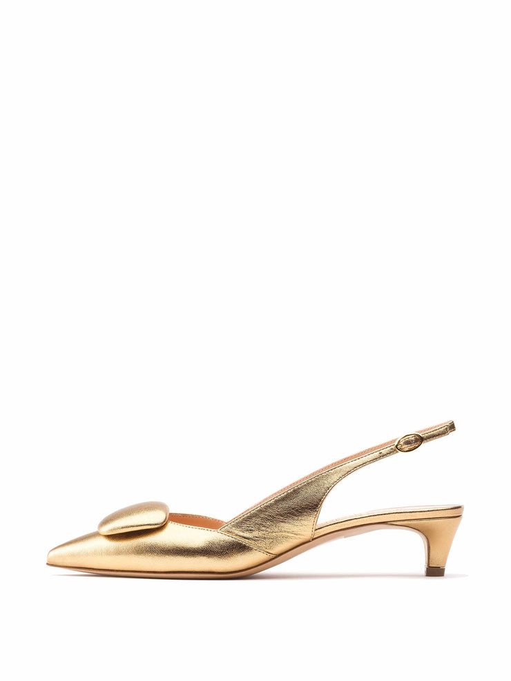 Gold Misty slingback heels