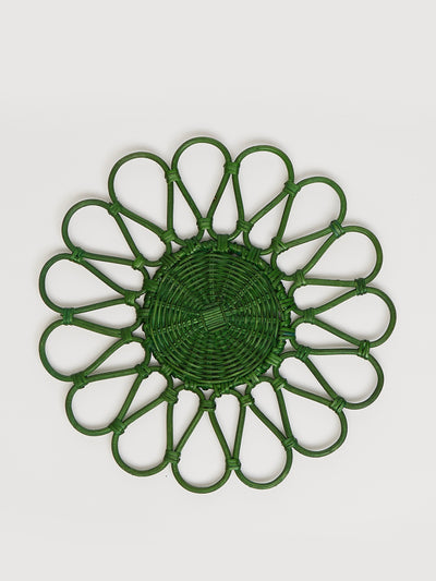 Maison Margaux Green rattan flower placemats, set of 4 at Collagerie