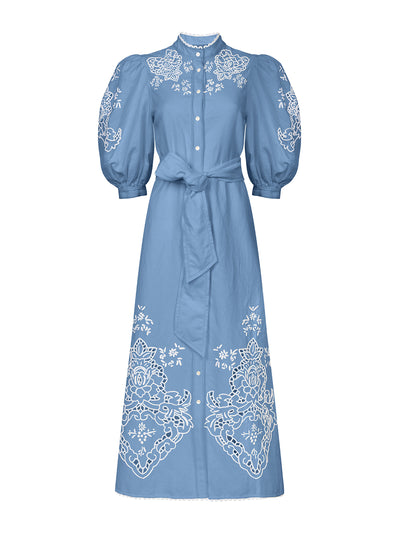 Beulah London Esther blue cutwork dress at Collagerie