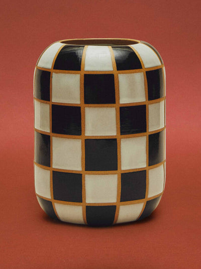 Zara Home x Collagerie Chequered ceramic vase at Collagerie