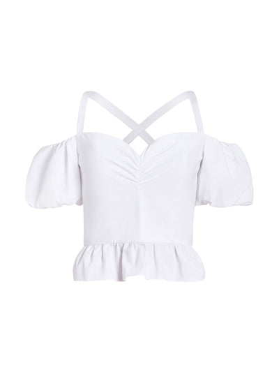 Markarian White cotton peplum Sandy top at Collagerie