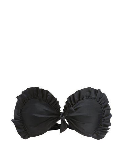 Paper London Ruffle bandeau bikini top in black at Collagerie