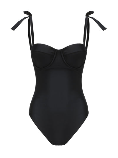 Paper London Bardot swimsuit in black at Collagerie