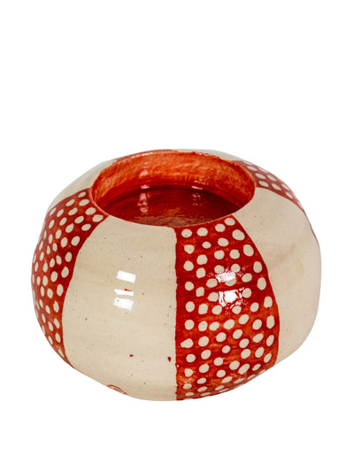 Wicklewood Dots and stripes tealight holder red at Collagerie