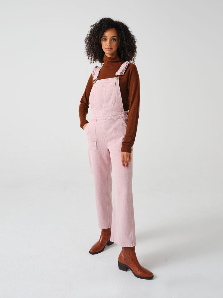 Dusty rose Elodie frill dungaree