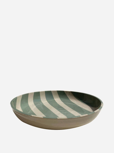 KS Creative Pottery Duci striped bowl in green at Collagerie