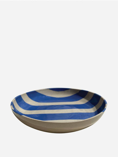 KS Creative Pottery Duci striped bowl in blue at Collagerie