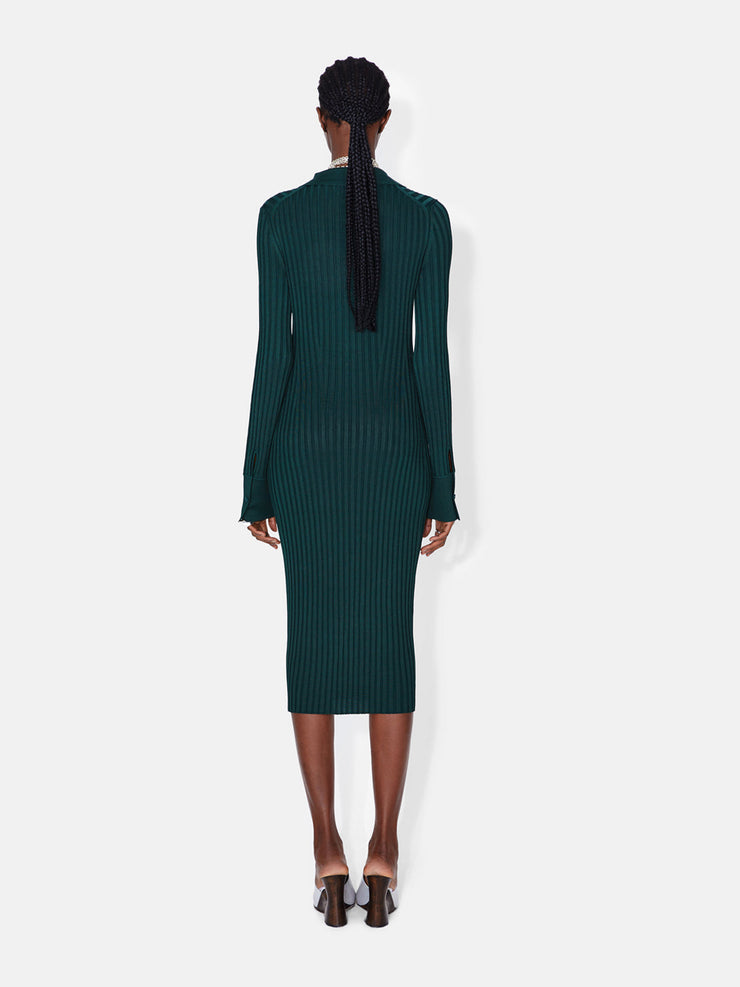 Evergreen rib knit Rhea lounge henley dress