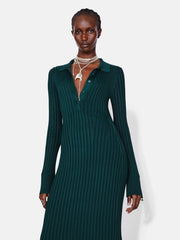 Evergreen rib knit Rhea lounge henley dress