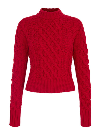 Emilia Wickstead Deep red cable knit Emory jumper at Collagerie