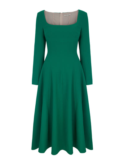 Emilia Wickstead Jade green double crepe Kylee dress at Collagerie