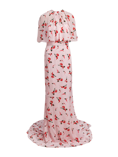 Markarian Leonora pink calla lily print strapless gown at Collagerie