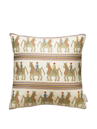 Wicklewood Caballo yellow multicolour oversized square cushion at Collagerie