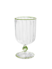 Green handblown venetian wine glasses, set of 2