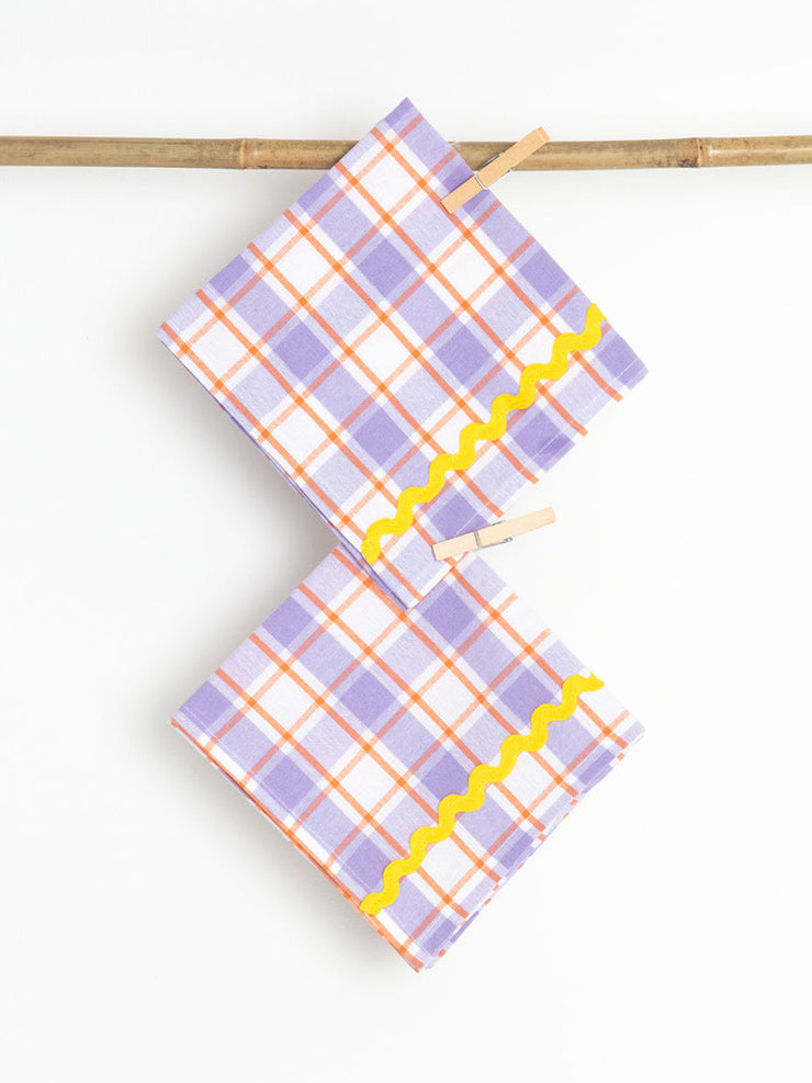 Purple and yellow napkins, set of 2