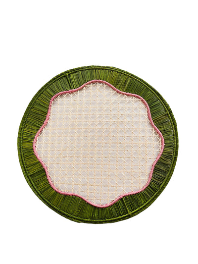 Domenica Marland Home Pink and green wavy placemat with thick edge at Collagerie