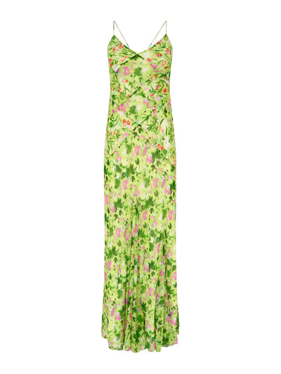 Saloni Bouquet lime poppies Cameron dress at Collagerie