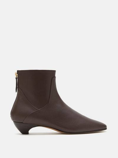 Le Monde Beryl Chocolate leather Allegra ankle boots at Collagerie
