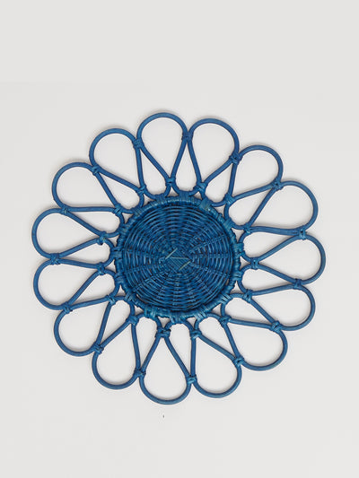 Maison Margaux Blue rattan flower placemats, set of 4 at Collagerie