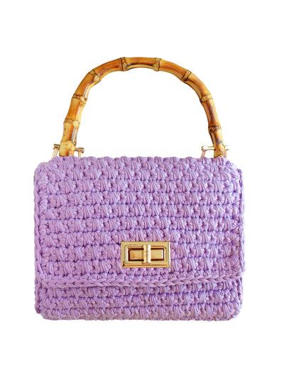 BrunnaCo Mauve purple Airmail mini crochet handbag at Collagerie