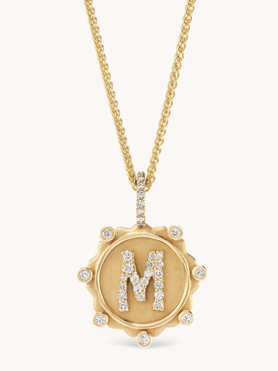 Marlo Laz Alphabet coin pavé necklace at Collagerie