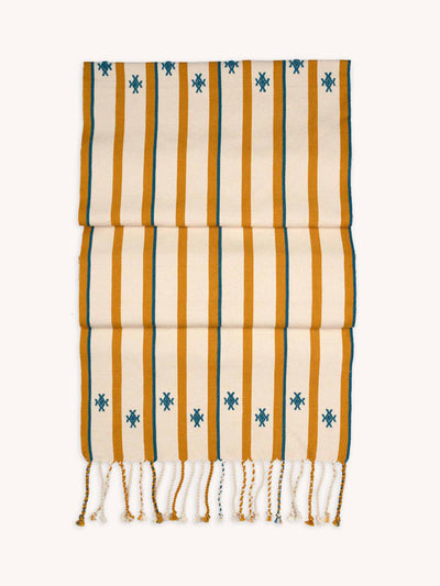 Routes Interiors Yellow Izamna stripe handwoven table runner at Collagerie