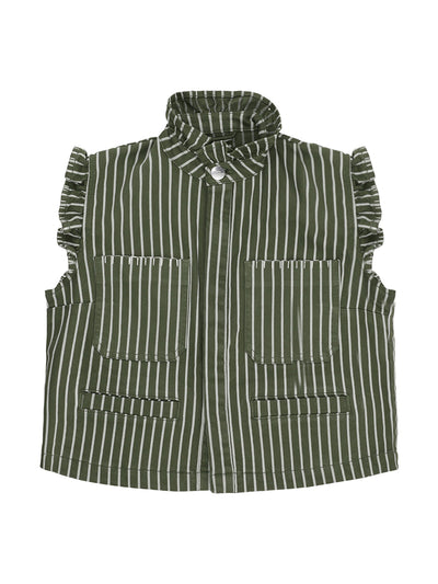 Seventy + Mochi Striped khaki Pablo waistcoat at Collagerie