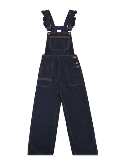 Seventy + Mochi Dark vintage Elodie frill dungarees at Collagerie