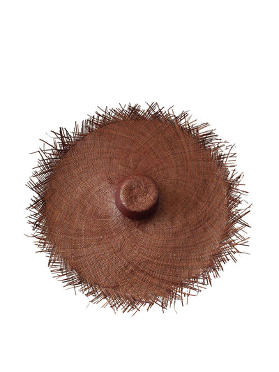 BrunnaCo Amora oversized woven straw hat in chestnut brown at Collagerie