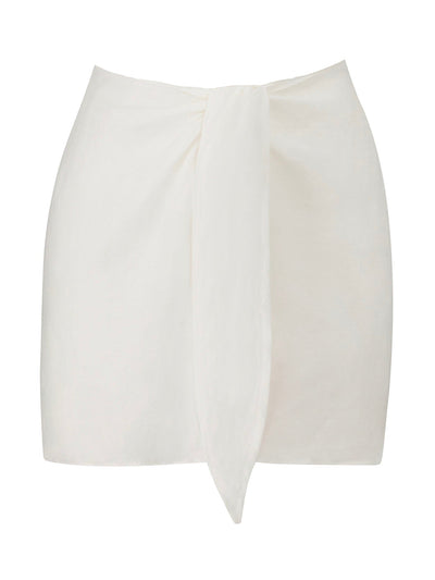 Anemos Wrap mini skirt cover up in linen cupro blend at Collagerie