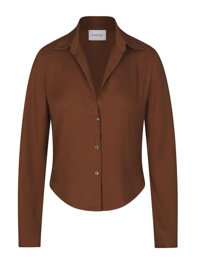 Anemos Matte crepe fitted button-down shirt at Collagerie