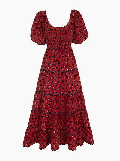 Pink City Prints Rust polka Angelina dress at Collagerie