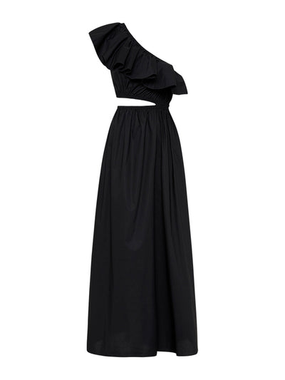 Matteau Black asymmetric ruffle dress at Collagerie