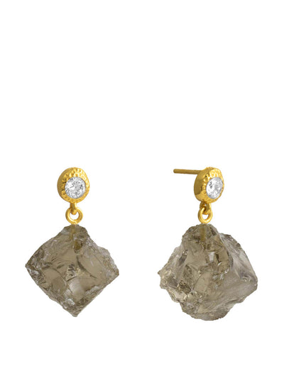 Shyla Jewellery Raw crystal smoky Athena earrings at Collagerie