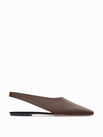 NEOUS Dark chocolate Atlas slingback flats at Collagerie