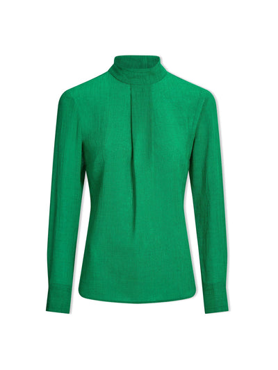 Cefinn Emerald green Riley funnel neck blouse at Collagerie