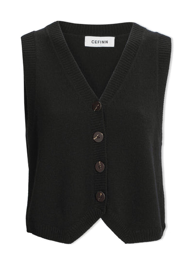 Cefinn Black cashmere blend Wesley waistcoat at Collagerie