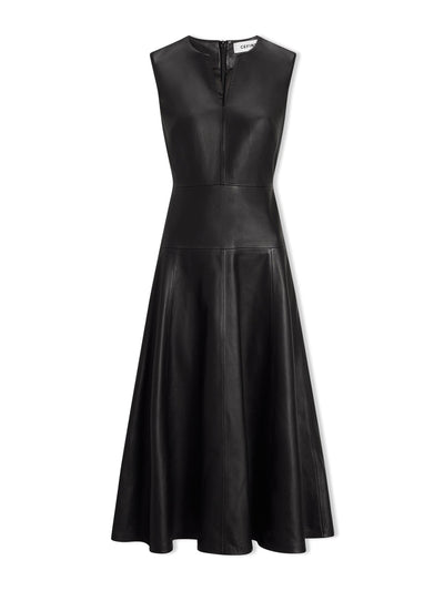 Cefinn Black leather Ronnie midi dress at Collagerie