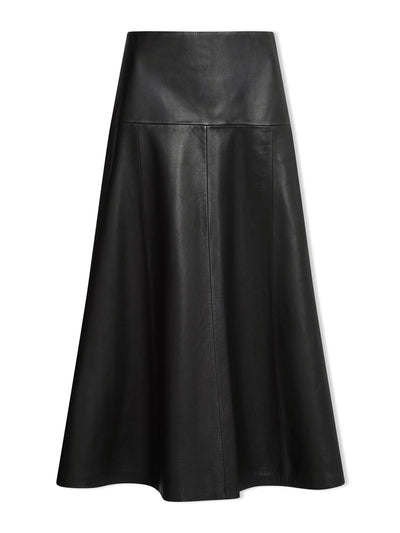 Cefinn Black Sierra leather a-line maxi skirt at Collagerie